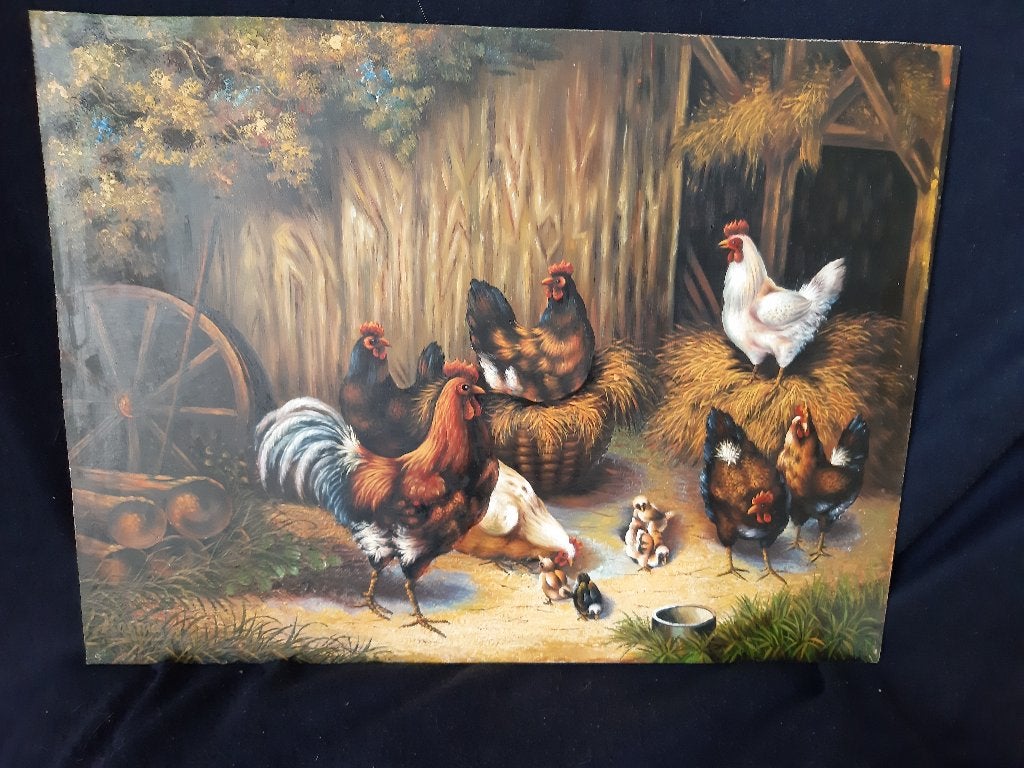 Tableau, peinture ancienne, Antiquités & Art, Enlèvement ou Envoi, Peinture à l'huile, Panneau, Animaux