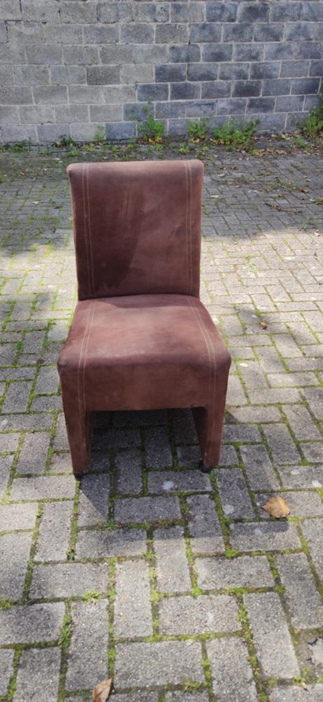 4 chaises de salle à manger en cuir sur roulettes, Enlèvement, Utilisé, Brun, Cuir