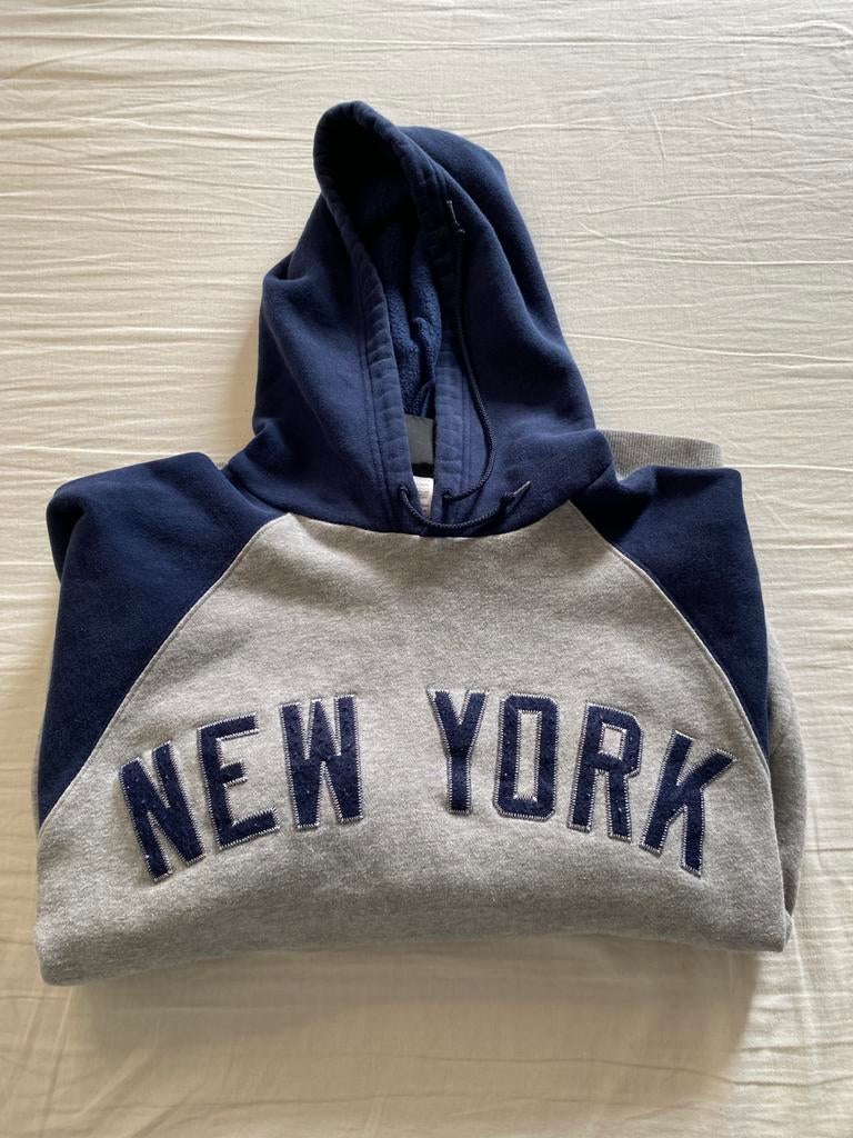 Adidas fleece sweater maat M blauw/grijs, Verzenden, Zo goed als nieuw, Maat 48/50 (M), Grijs