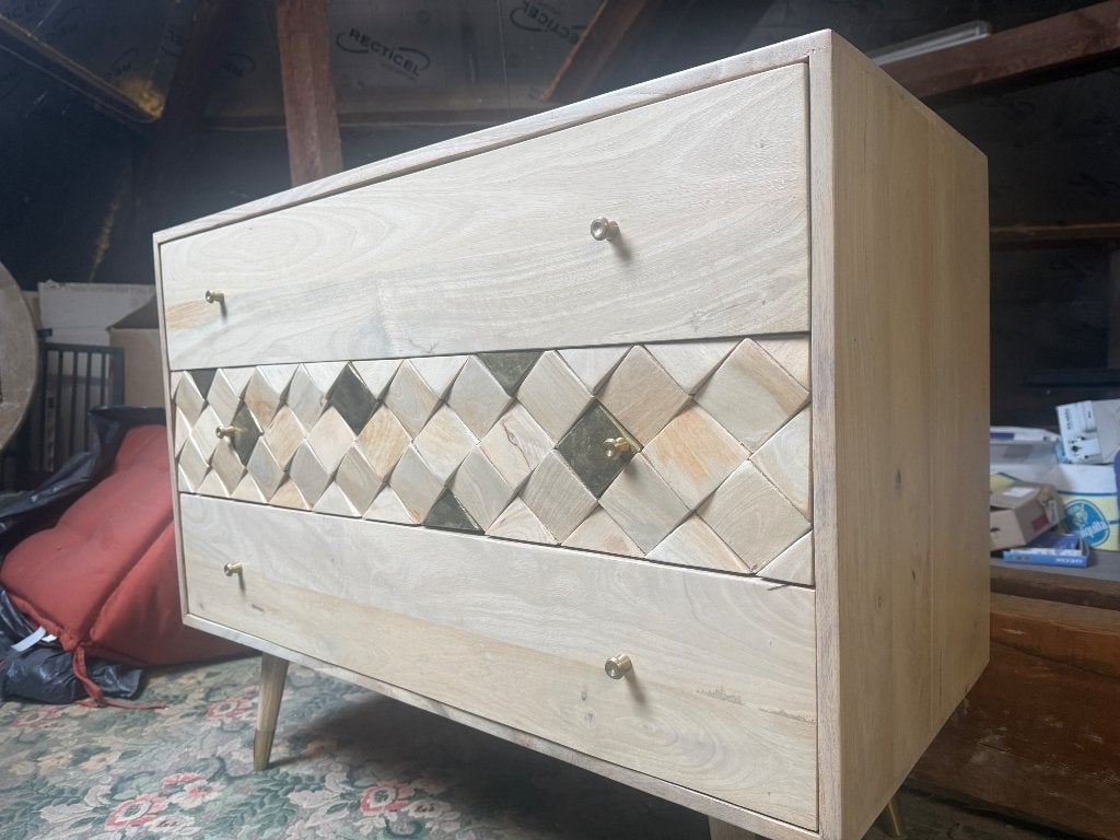 Mango bed en dressoir - Maison du monde, Ophalen, Gebruikt, Overige kleuren, Tweepersoons