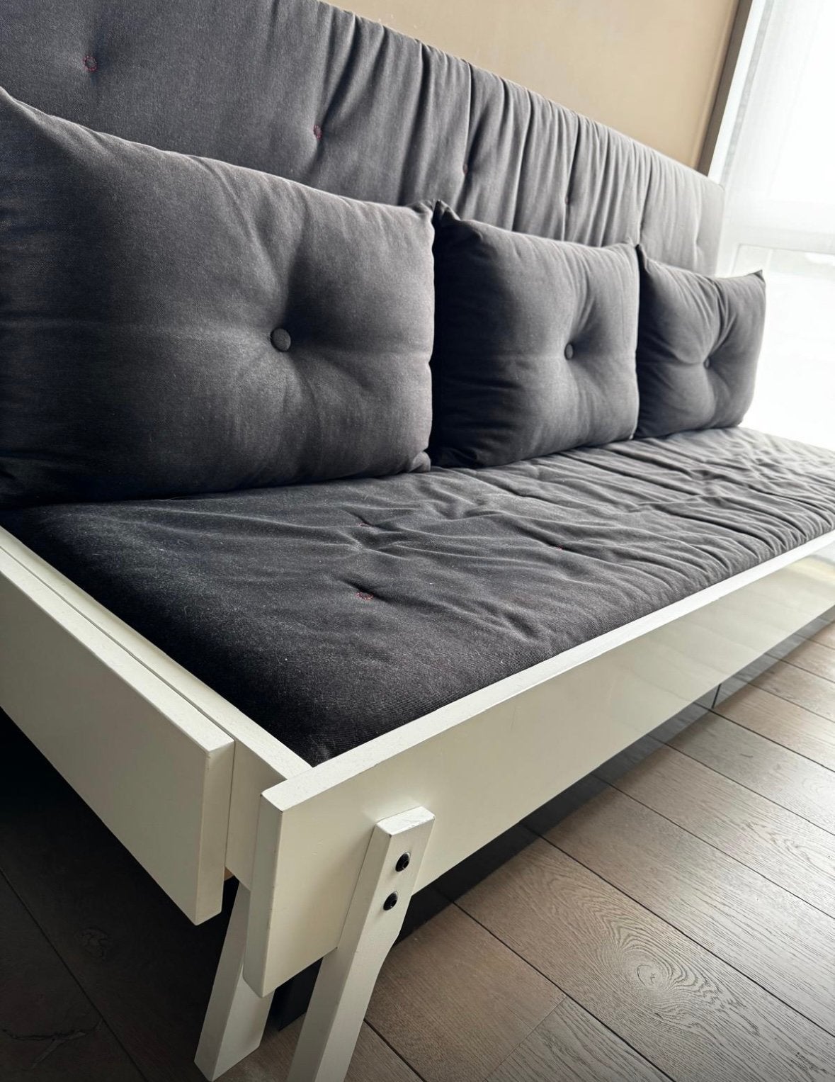 Zetelbed 2 persoons met 2 opbergladen, Enlèvement, Utilisé, Gris, 210 cm