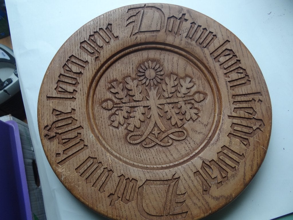 Vintage bord met spreuk, Antiquités & Art, Antiquités | Céramique & Poterie, Envoi