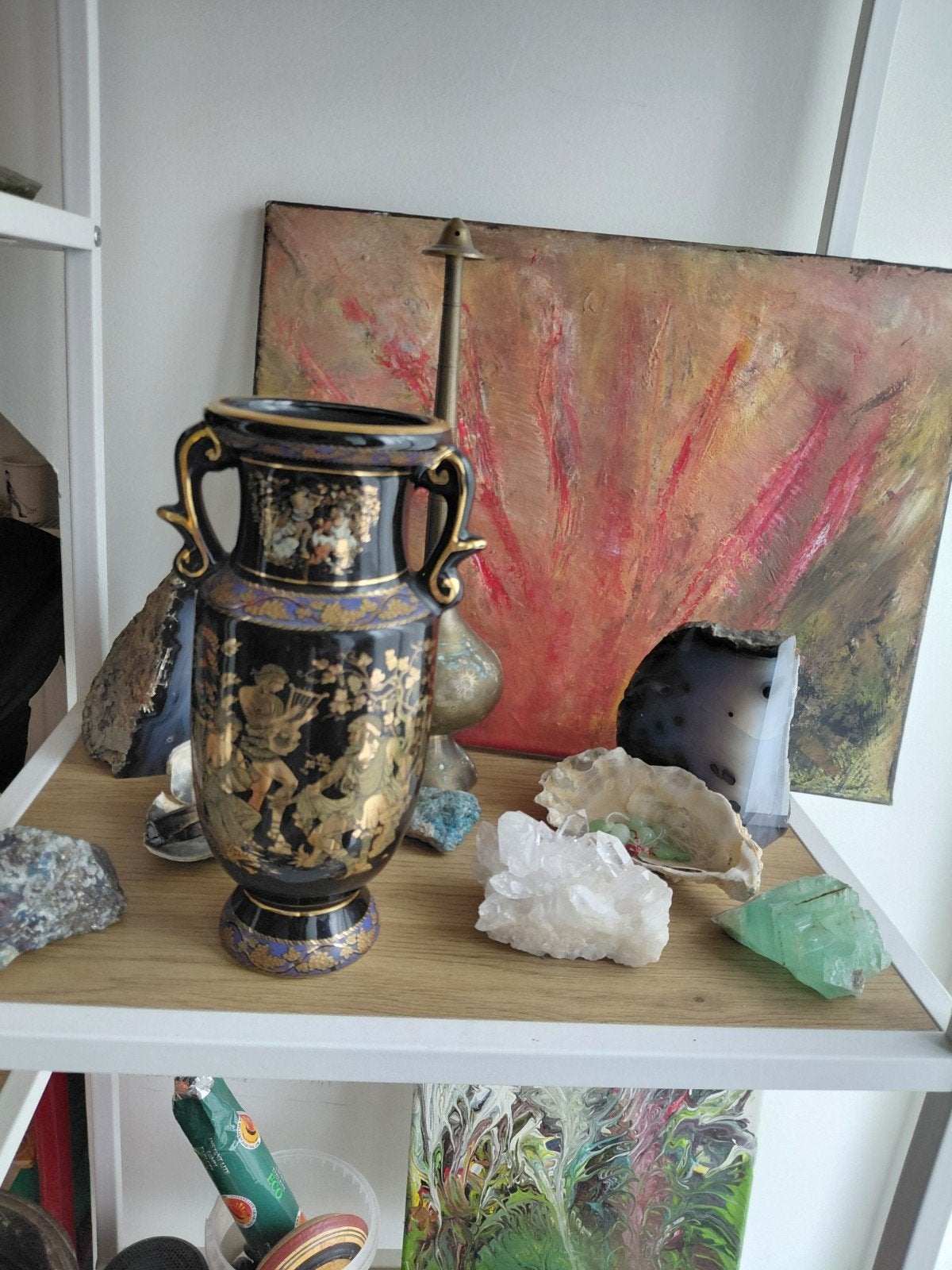 Vintage ADIS Griekse vaas – handgemaakt – 24 karaatt goud, Ophalen of Verzenden