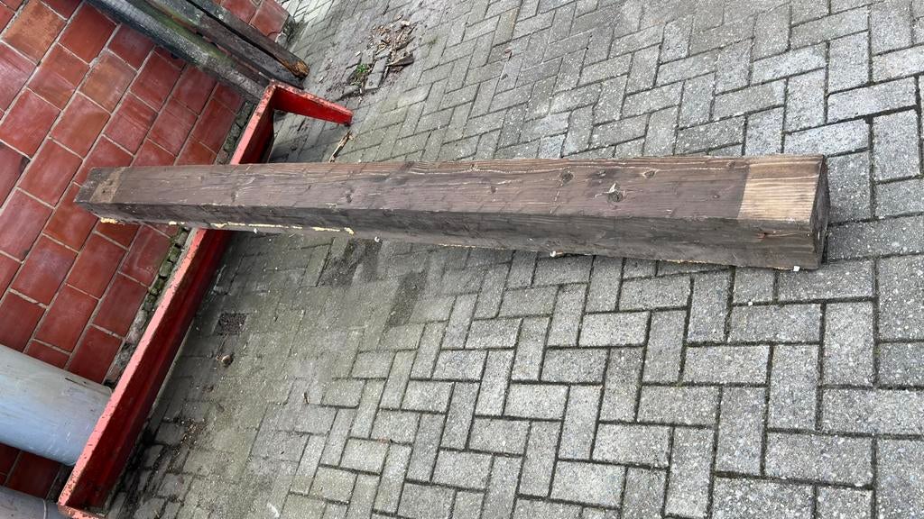 Houten balk 20x20 cm – lengte 320 cm, Tuin en Terras, Ophalen, Gebruikt, Hardhout, 250 cm of meer