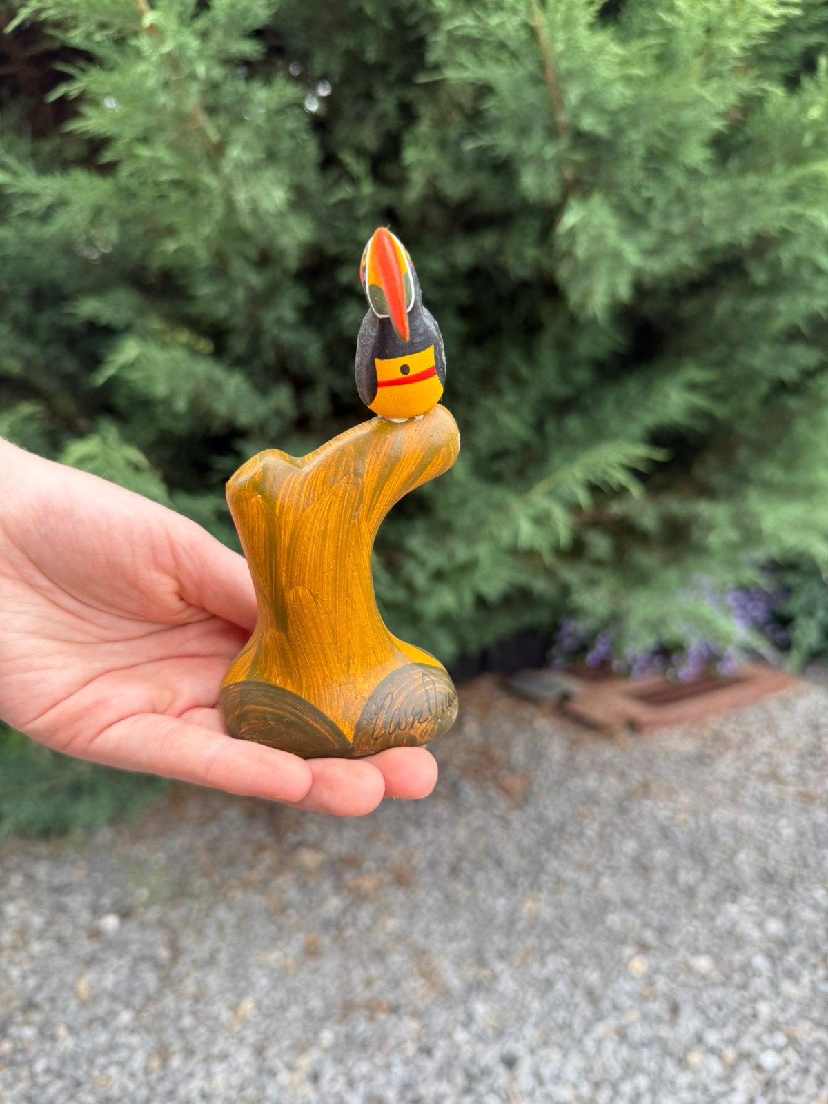 Toucan décoratif peint à la main, Envoi, Comme neuf, Bois, Autres types