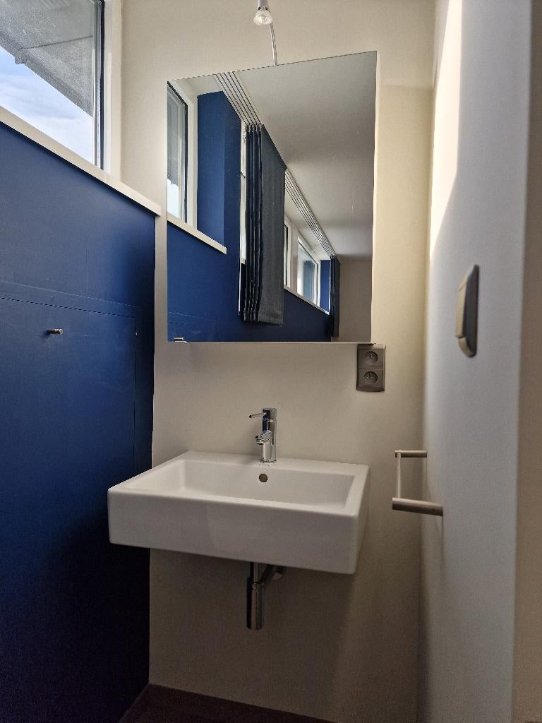 lavabo Duravit met siersifon en spiegelkastje met lampje, Huis en Inrichting, Ophalen, Spiegelkast, 50 tot 100 cm, Zo goed als nieuw