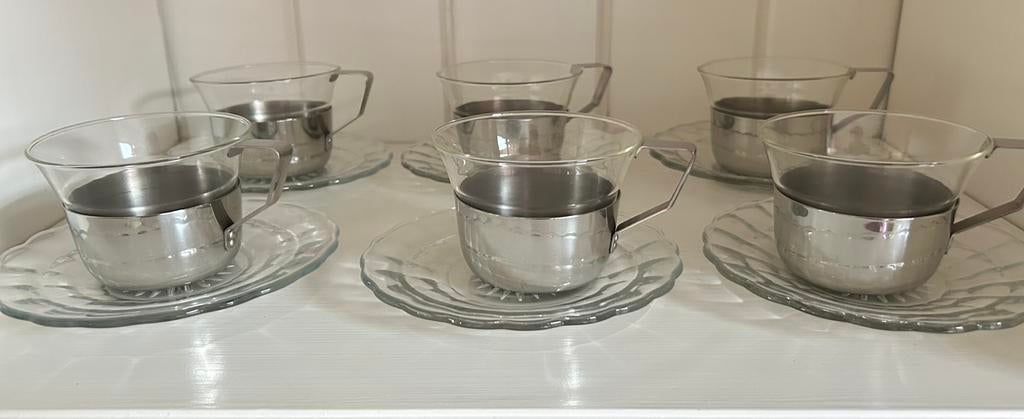 Set van 6 vintage theeglaasjes, Ophalen of Verzenden, Zo goed als nieuw, Glas