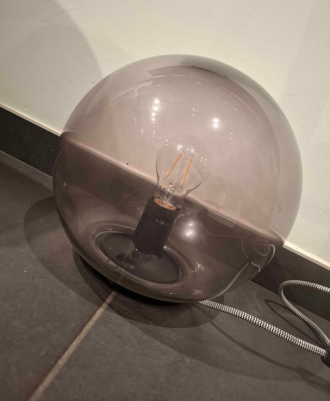 lampe boule verre gris ikea, 23 cm, Comme neuf, Verre, Enlèvement