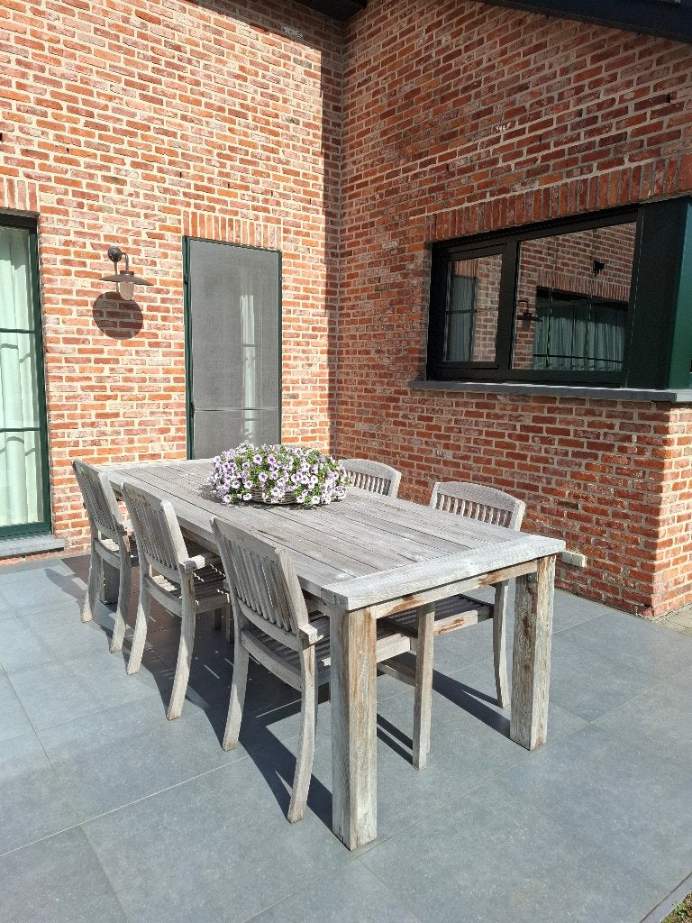 Tuinset in oud teakhout, Tuin en Terras, Ophalen, Gebruikt, 6 zitplaatsen, Teakhout