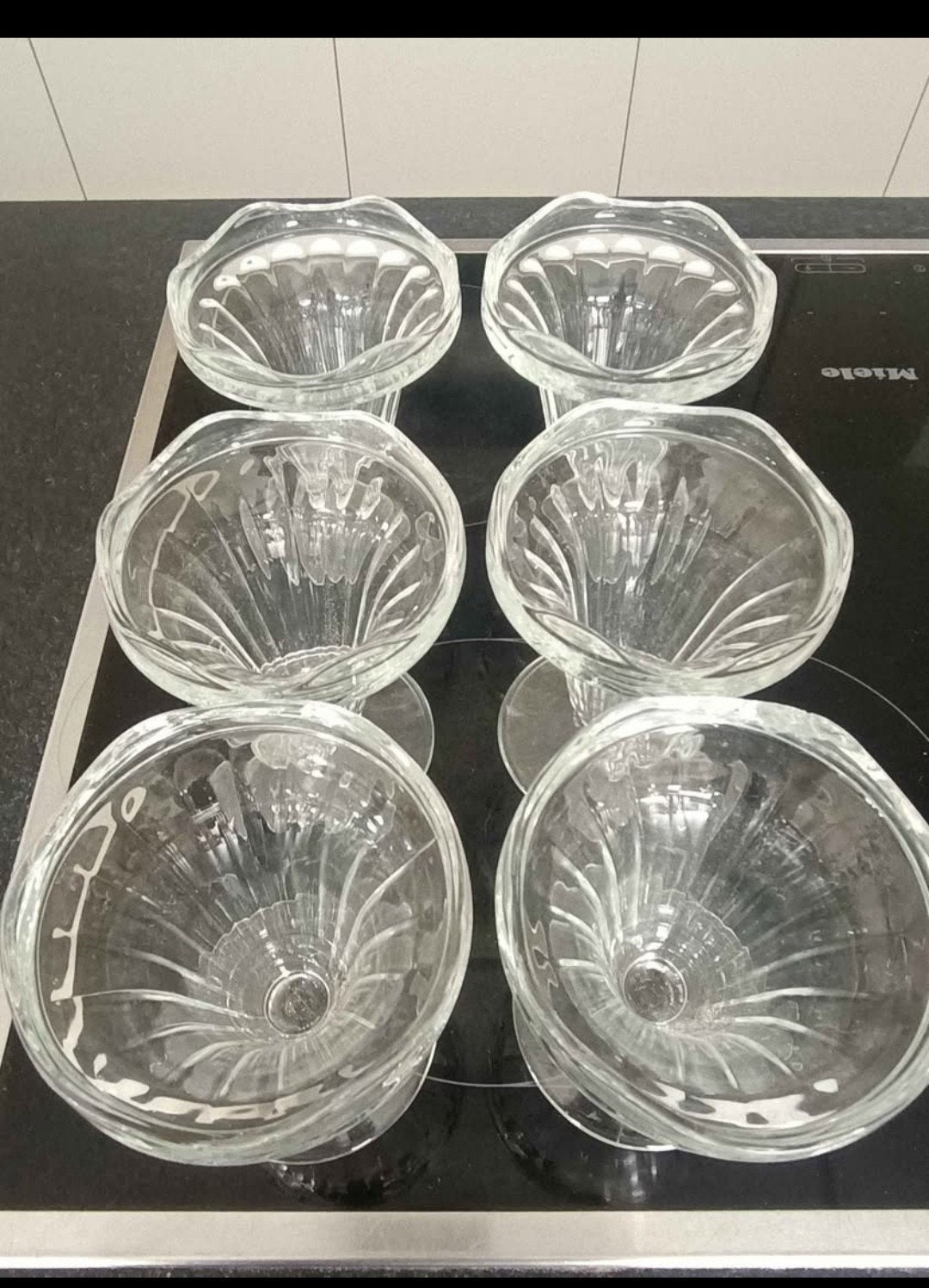 6 Vintage ijscoupes/dessertglazen, Glas of Glazen, Overige merken, Vintage, Ophalen of Verzenden