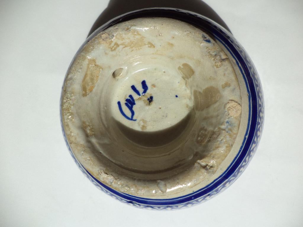 Oude keramiek handwerk bowl Fes Marokko handbeschilderd, Ophalen of Verzenden