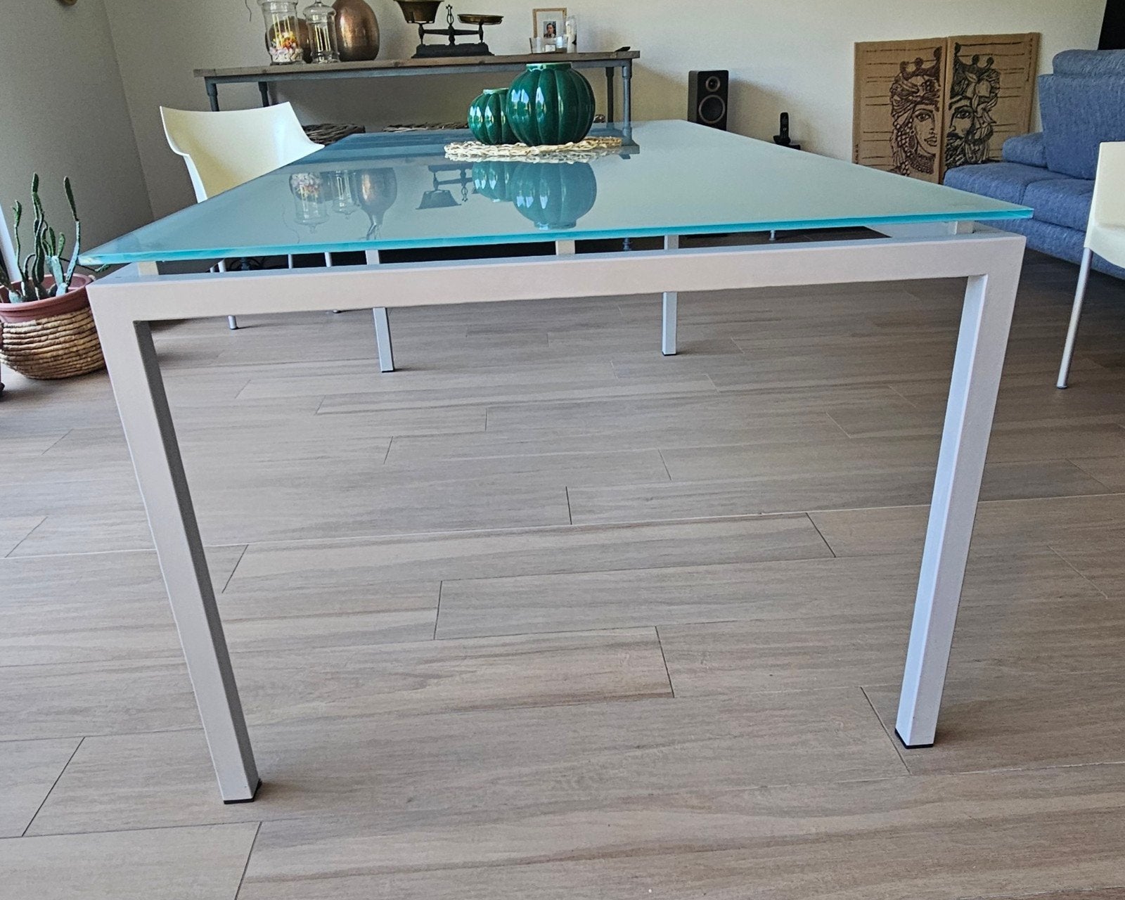 table de salle a manger en verre, Maison & Meubles, Verre, Enlèvement, Utilisé, 75 cm ou plus