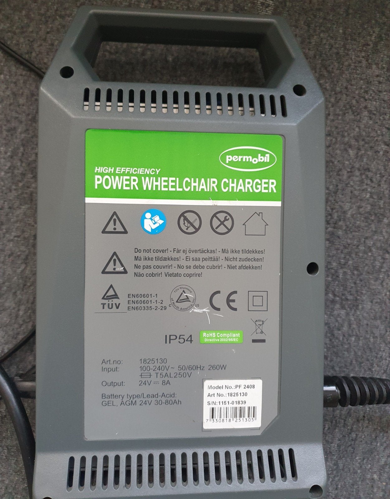 battery charger gel voor rolstoel en scootmobiel, Ophalen