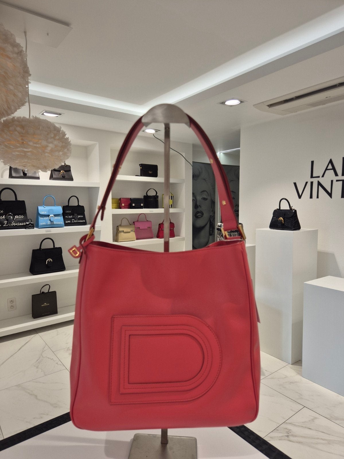 Delvaux Louise Hobo, Ophalen, Zo goed als nieuw, Rood, Handtas