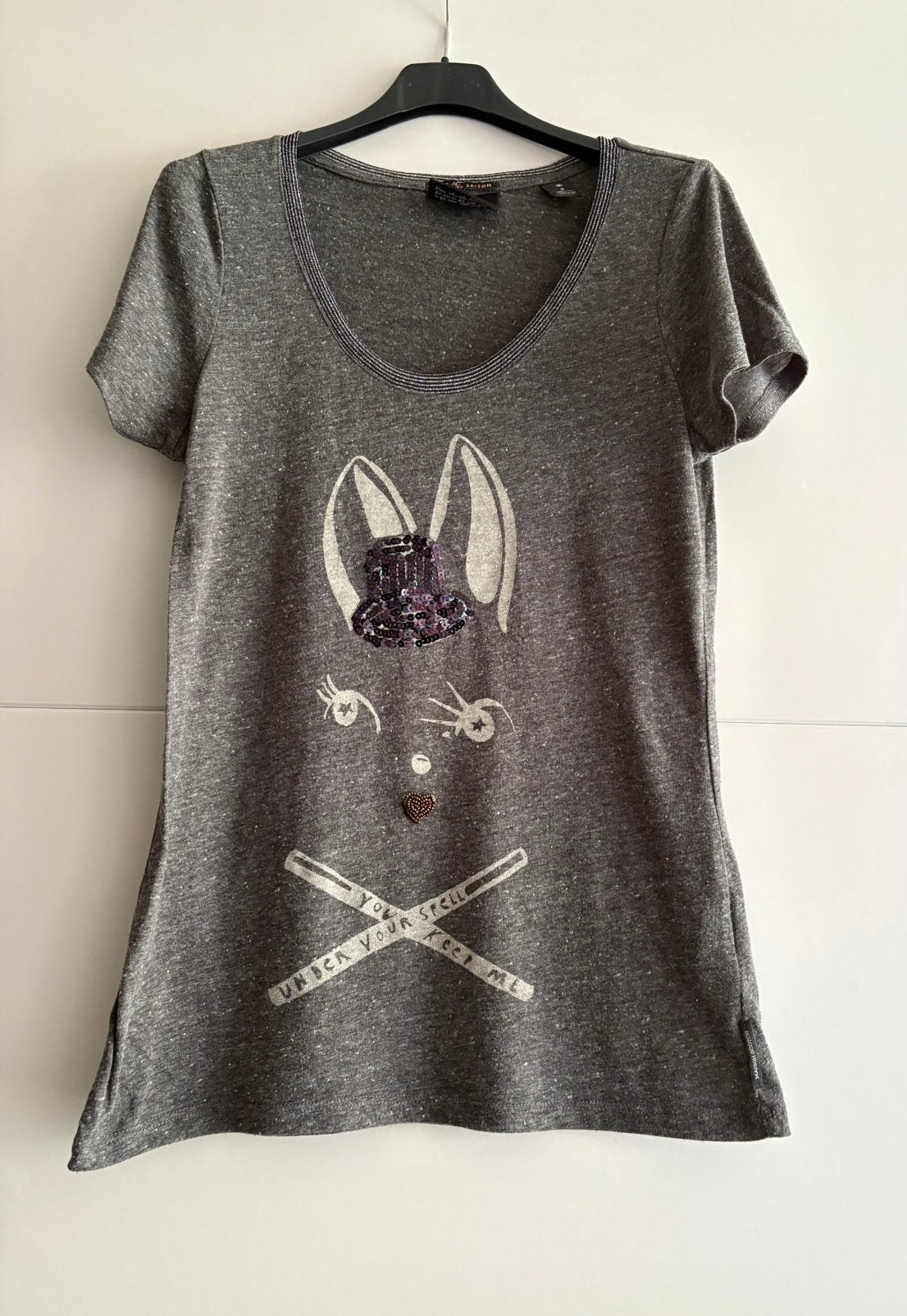 T-shirt Maison Scotch, Manches courtes, Taille 38/40 (M), Gris, Comme neuf