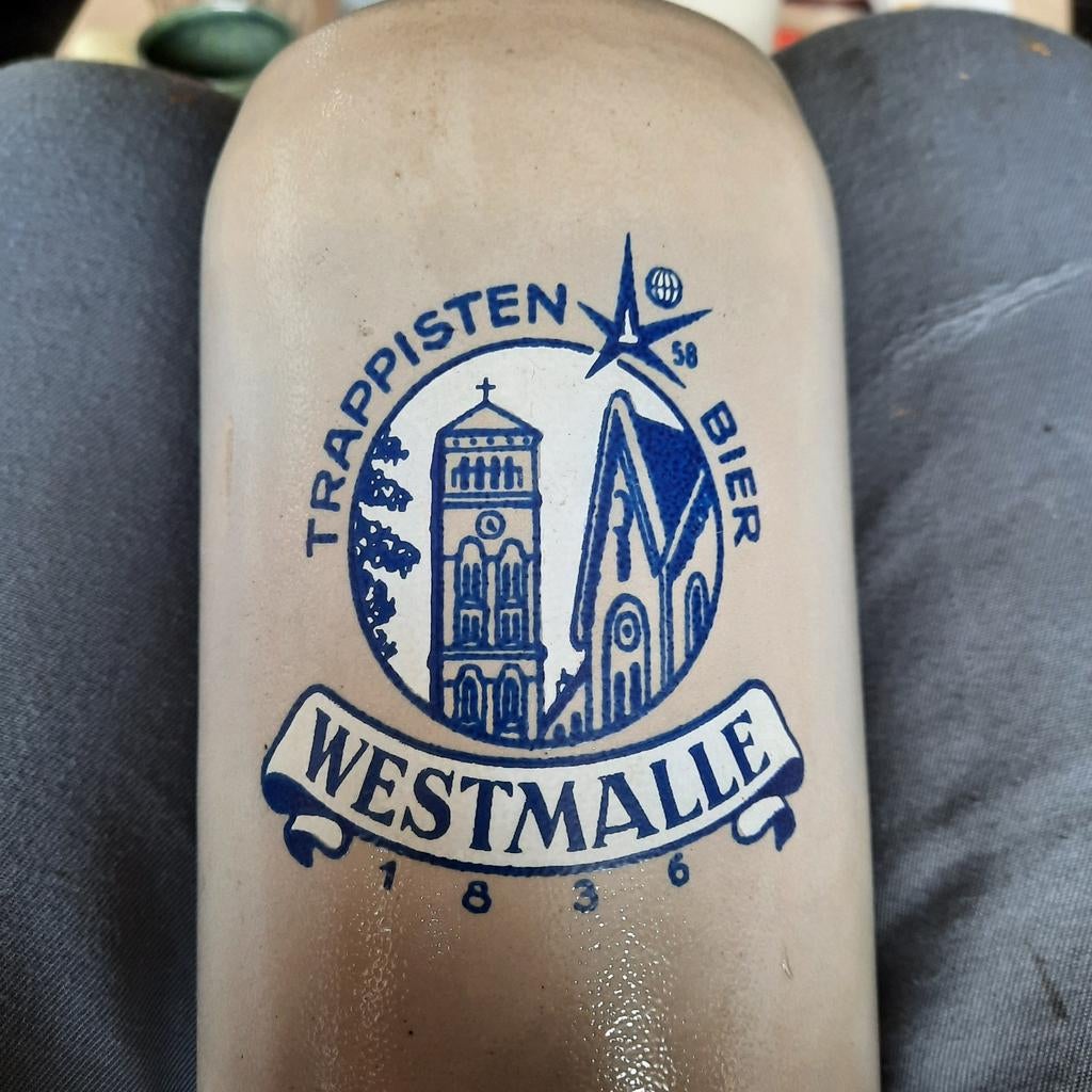 Expo ' 58 bierkan Trappisten Westmalle , 1 Liter , 18 cm ., Ophalen of Verzenden