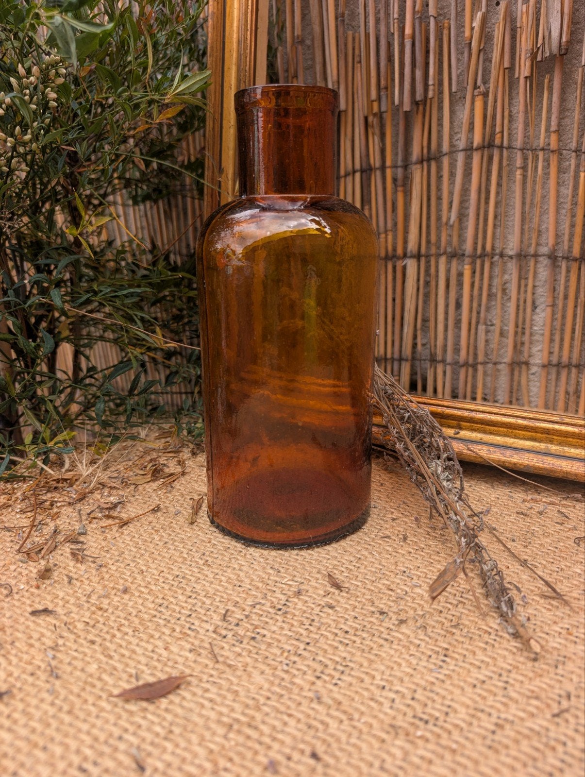 Oude apotheekfles amberkleurig glas 1000 ml - Apothi-pot, Ophalen of Verzenden