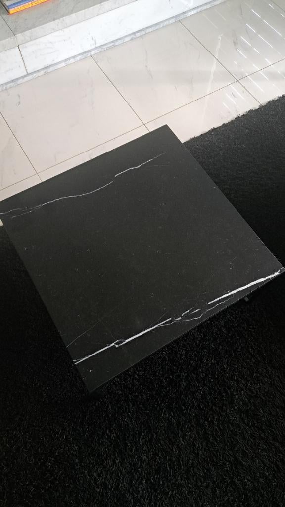 Salontafel met zwart marmeren blad, Huis en Inrichting, Ophalen, Gebruikt, 50 tot 100 cm, Vierkant