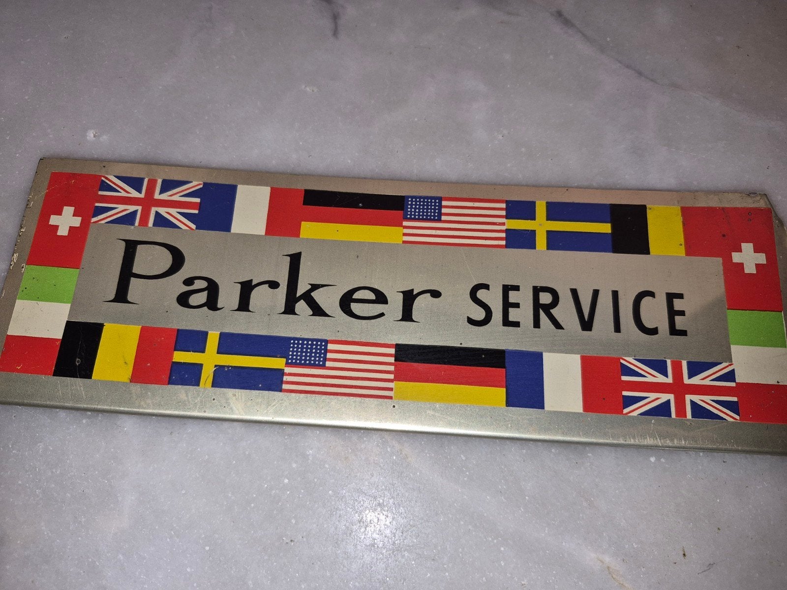 Vintage Parker Pen Service Reclamebordje / Toonbankbordje, Ophalen of Verzenden