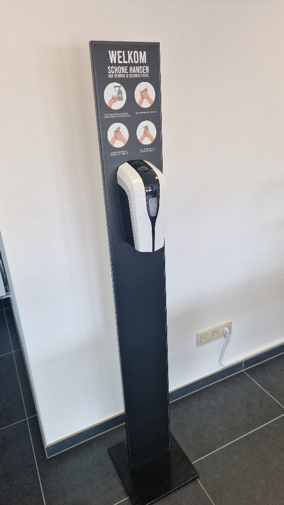 Automatische desinfectie dispenser + zwarte zuil, Receptie of Entree, Ophalen, Gebruikt, Overige typen