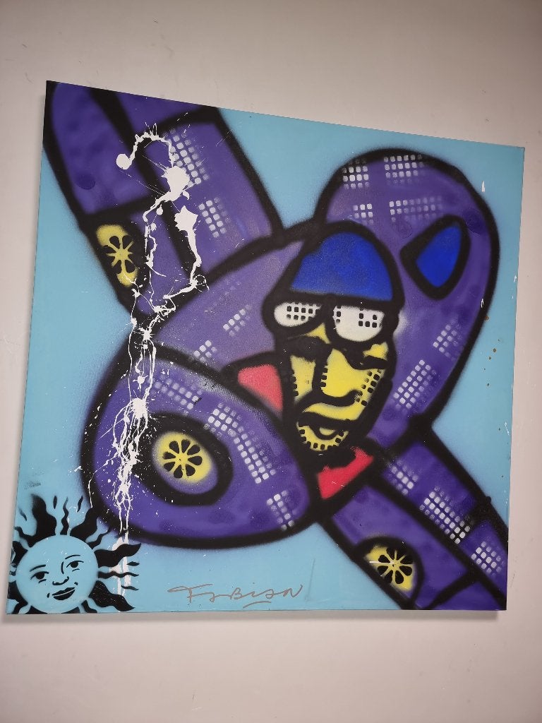 Fabian (Herman Brood) AIRPLANE, Antiek en Kunst, Ophalen, Gesigneerd, Doek