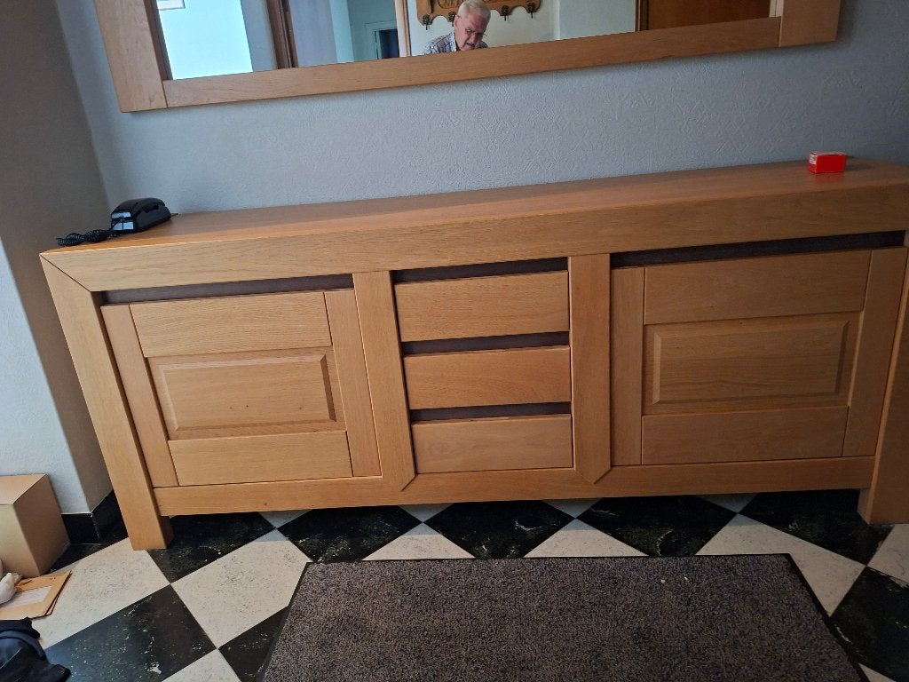 Dressoir + spiegel, Ophalen, 100 tot 150 cm, Zo goed als nieuw, Modern