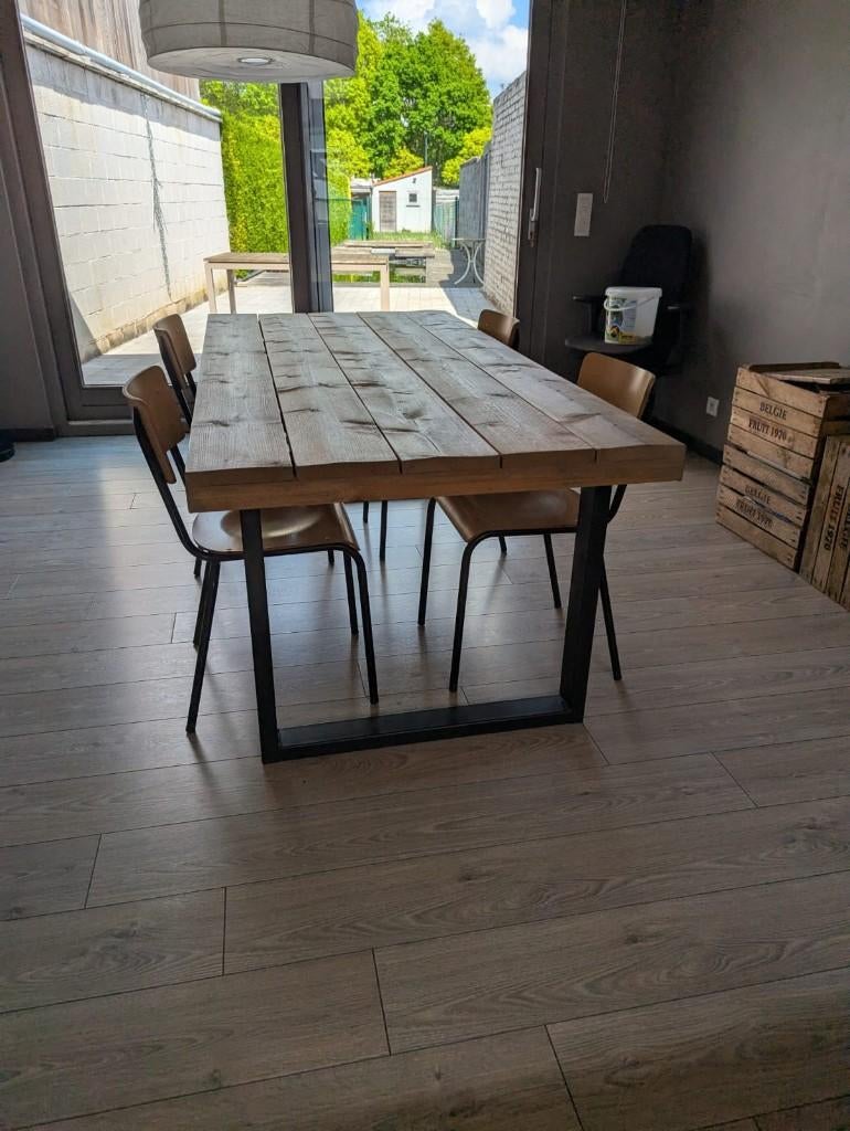 Stijgerhout eettafel, Huis en Inrichting, Tafels | Eettafels, Ophalen, 100 tot 150 cm, Vijf personen of meer, Industrieel