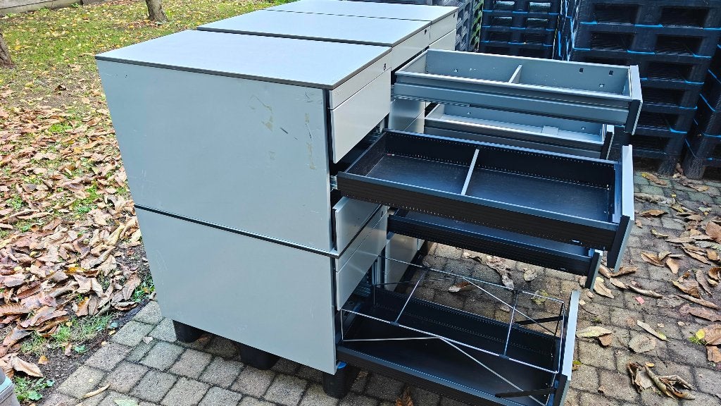 6 diepe stalen ladeblokken voor opslag werkbank garage hobby, Huis en Inrichting, Ophalen, Gebruikt