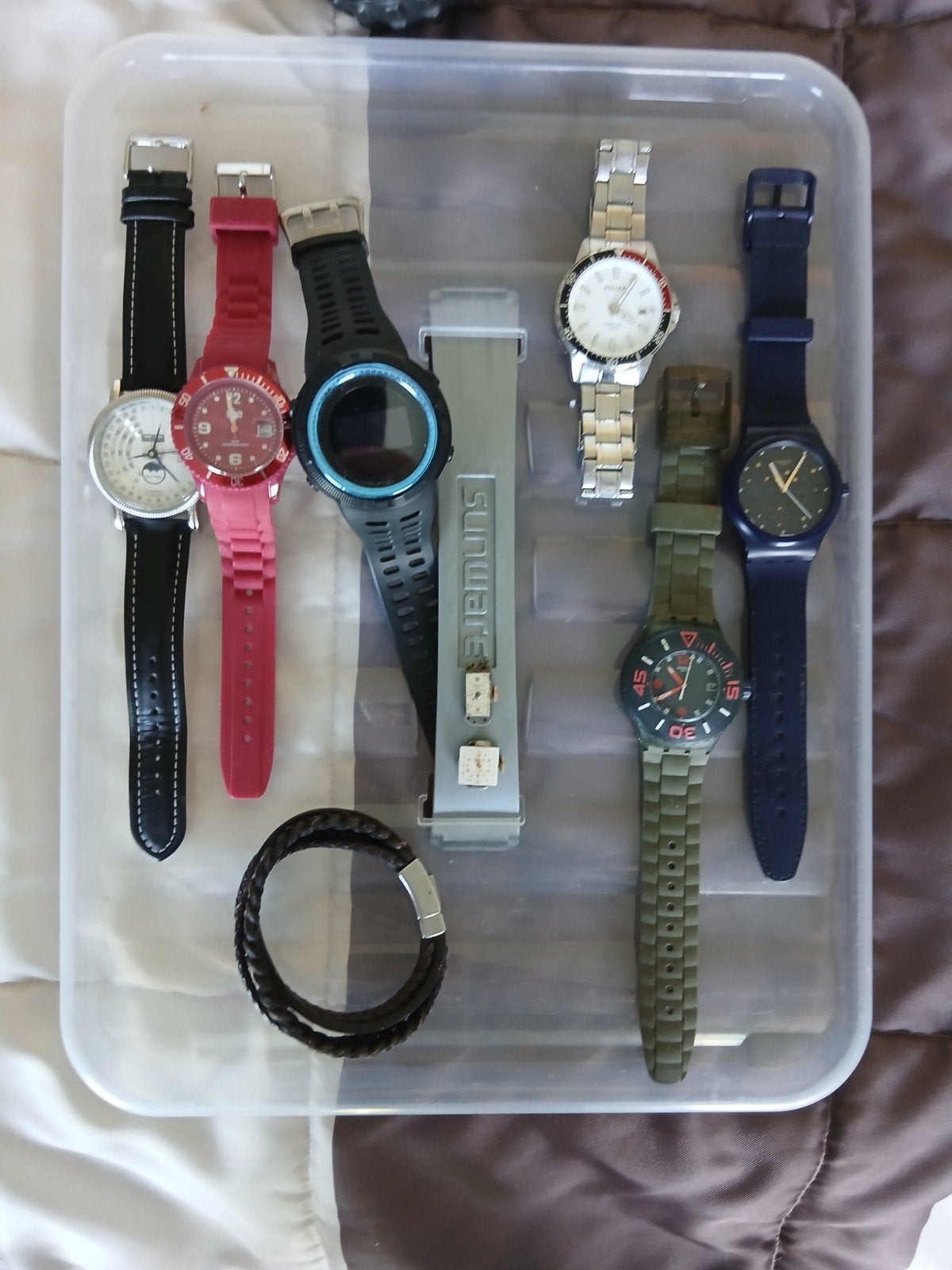 Lot de 6 montres, swatch, pulsar, 2 calibres cartier.., Enlèvement, Swatch