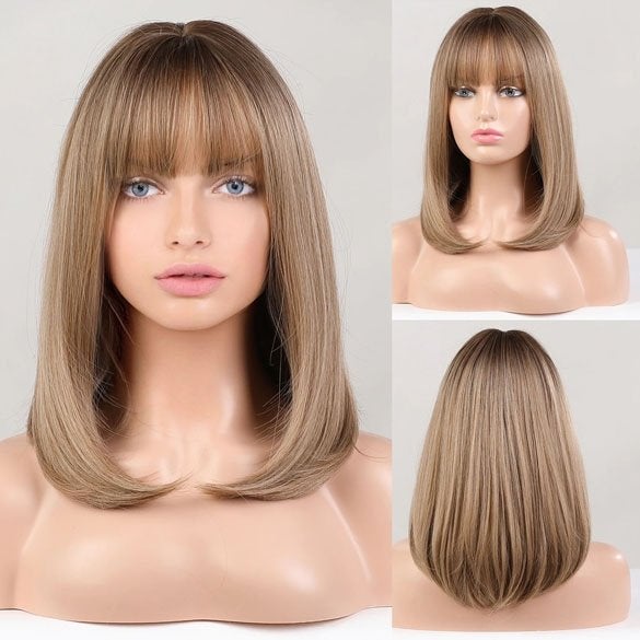 Pruik schouderlang bob model met steil haar model 6082, Handtassen en Accessoires, Ophalen of Verzenden, Nieuw