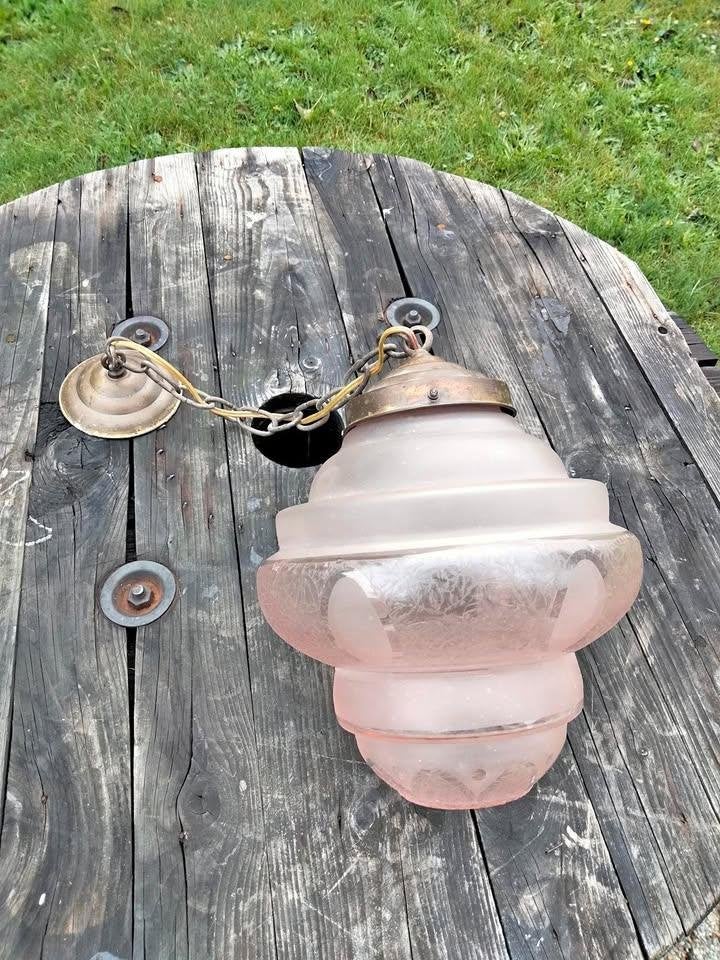 Art Deco glazen hanglamp lamp Frost Booms Glas, Ophalen of Verzenden