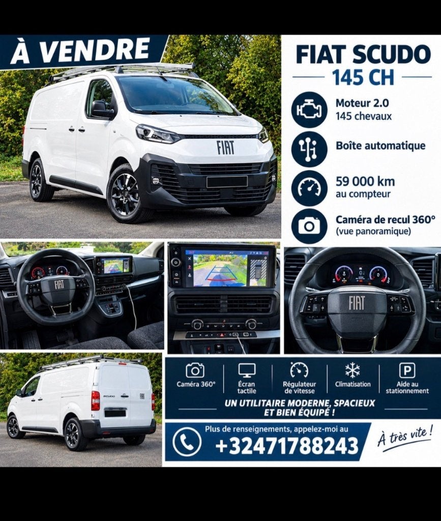 Fiat scudo, Autos, 0 kg, 6 portes, Euro 6, 3 places