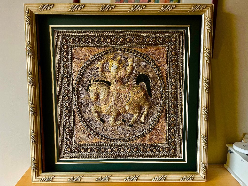 Birmaans Kalaga-tapijt voor wand decoratie, Antiek en Kunst, Ophalen