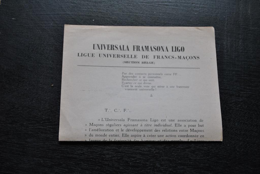 Universala framasona ligo ligue universelle de Franc-Maçons, Enlèvement ou Envoi, Utilisé