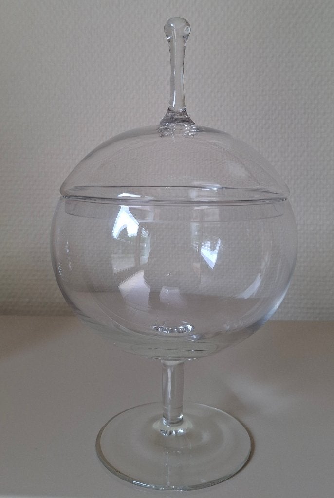 Vintage glazen bonbonnière met elegante voet, Antiek en Kunst, Ophalen of Verzenden