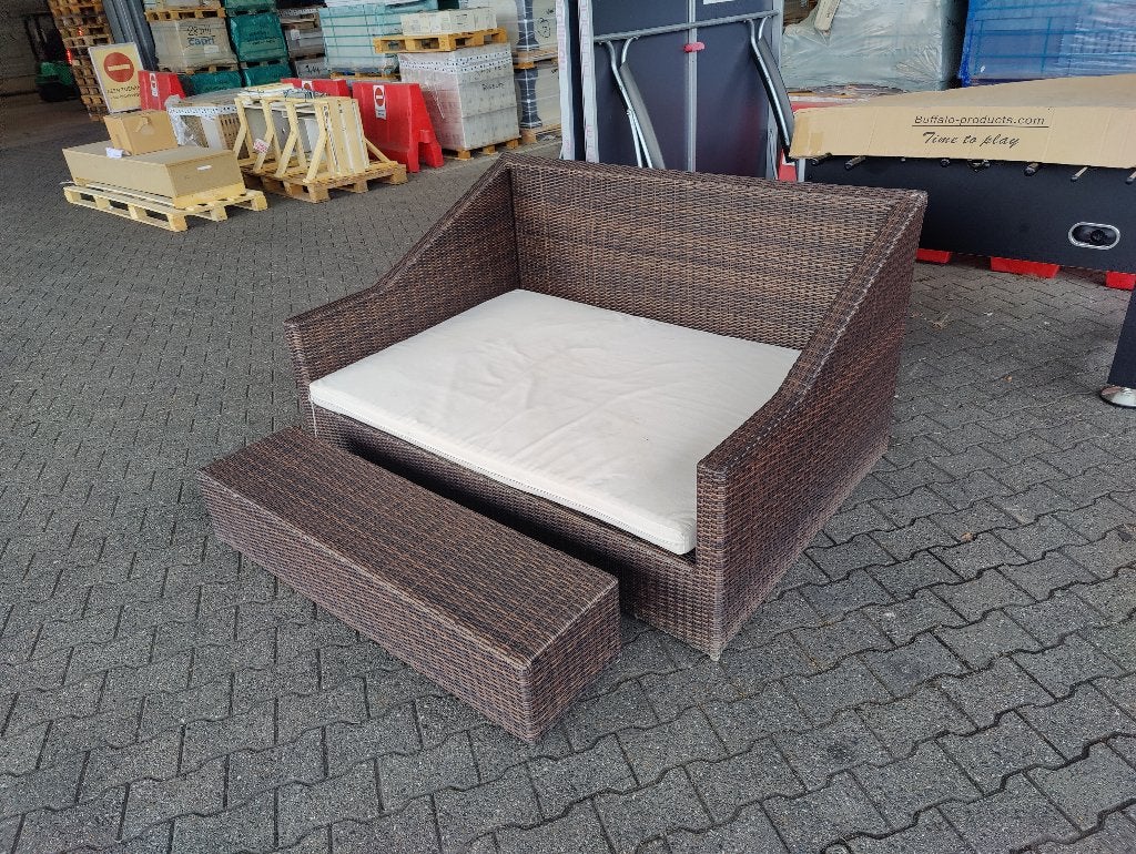 wicker lounge met poef of bijzettafel, Osier, Enlèvement, Utilisé, Banque