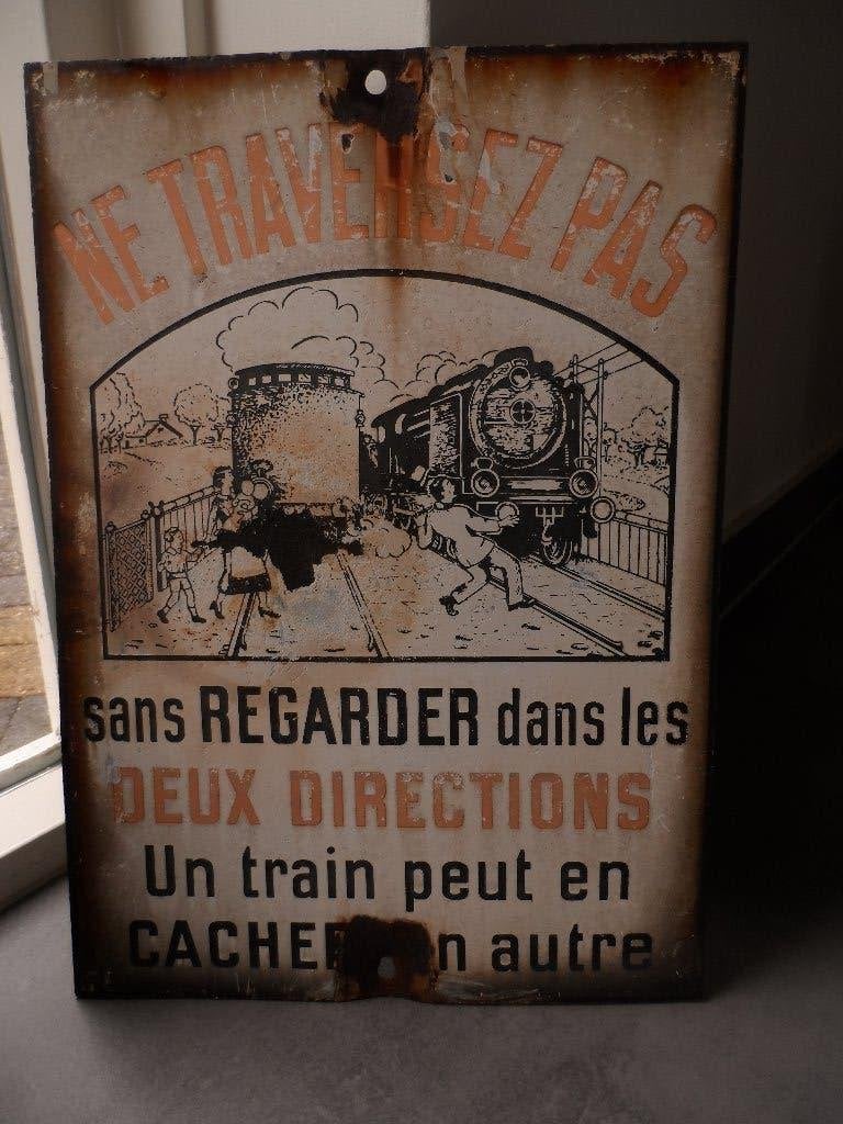 zeldzaam antiek emaille treinbord 1890, Antiek en Kunst, Ophalen of Verzenden