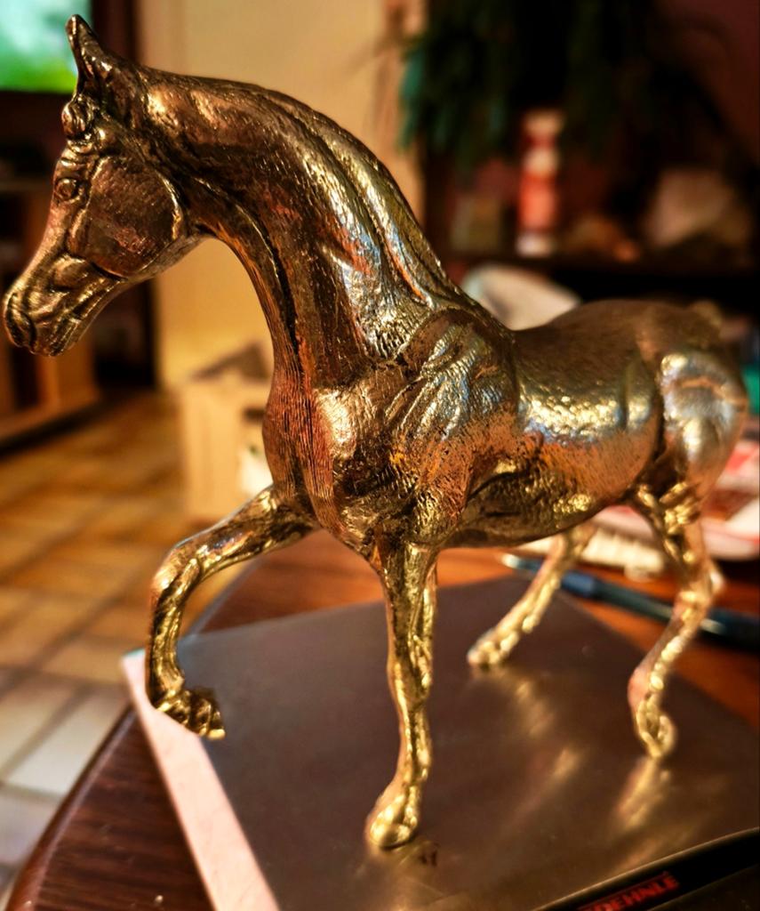 Superbe cheval en laiton doré, Enlèvement ou Envoi