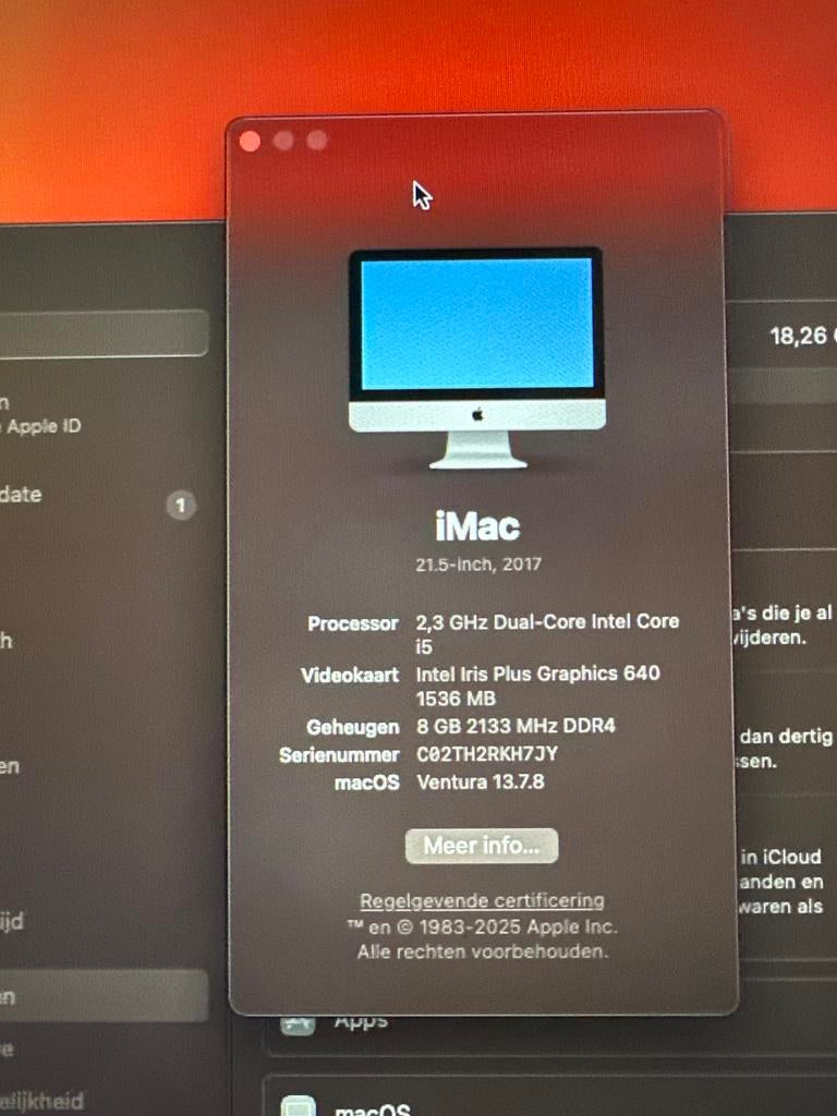 Imac van jaar 2017 4K, Computers en Software, Ophalen, Zo goed als nieuw, 8 GB, IMac