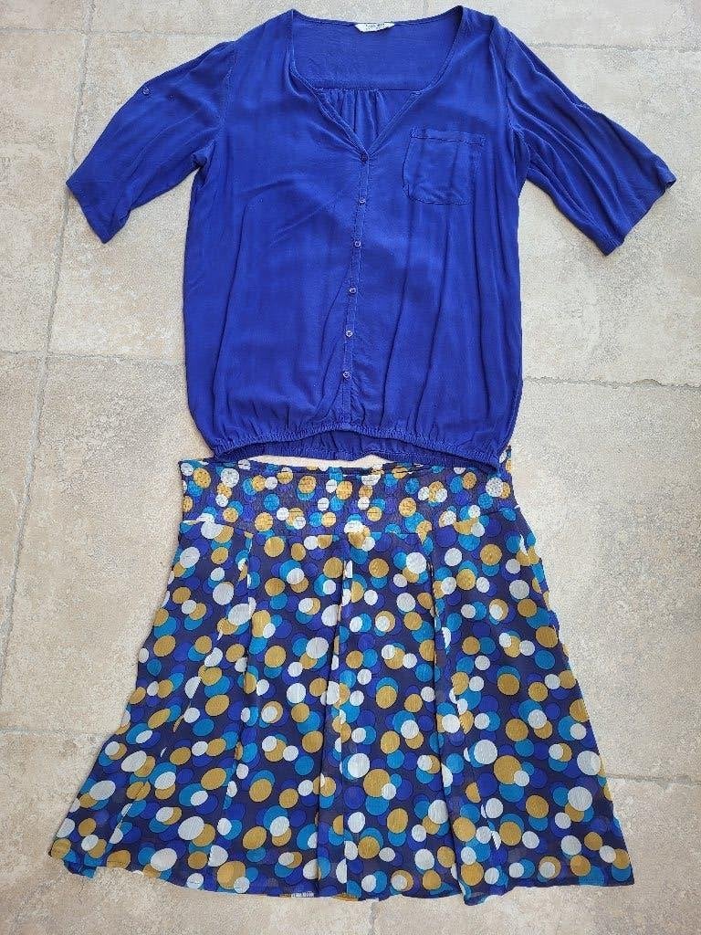 Mooie bolletjes rok mt 42, Kleding | Dames, Blauw, Maat 42/44 (L), Ophalen of Verzenden, Knielengte