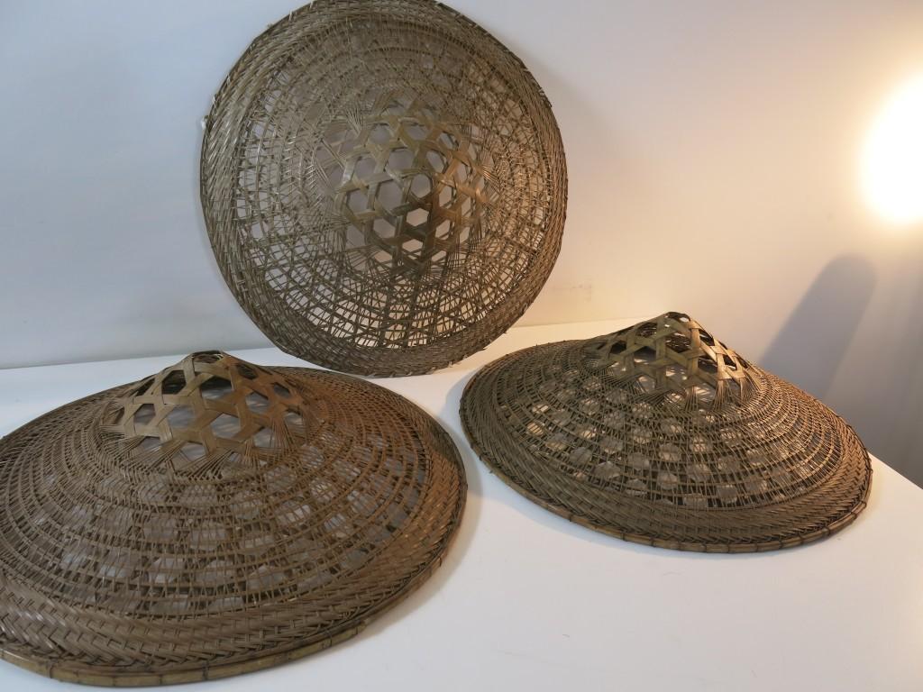 Oude Aziatische  bamboo hoeden boerenhoeden (3st), Antiek en Kunst, Antiek | Woonaccessoires, Ophalen of Verzenden