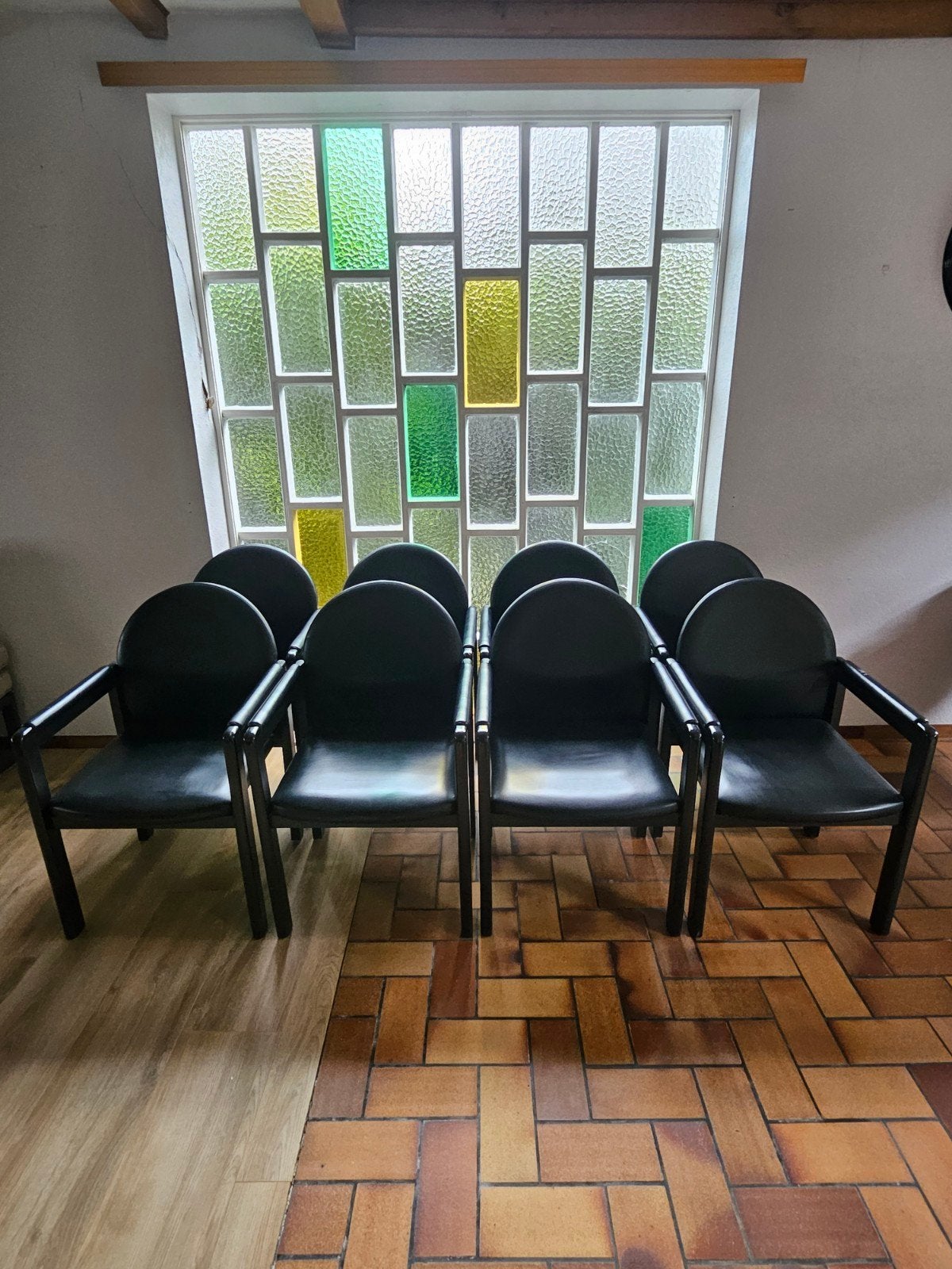 Set van 6 [+2] BULO design stoelen - zwart leder & hout 80', Enlèvement