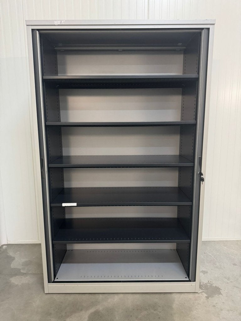Armoire à portes roulantes TDS 196 x 120 x 45 cm  6 étagères, 25 à 50 cm, Synthétique, Avec serrure, 100 à 150 cm