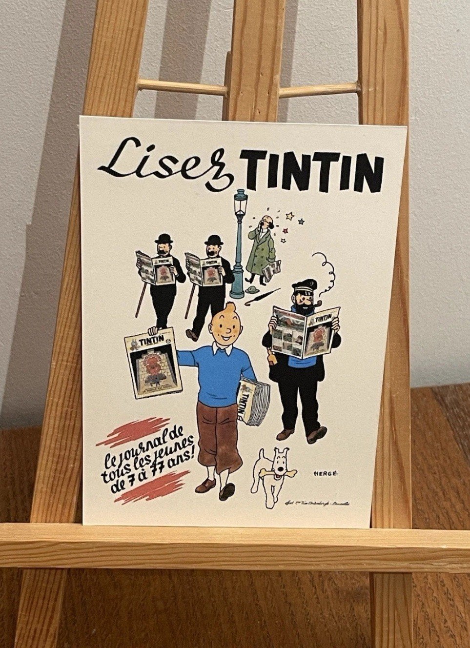 Tintin Kuifje Tim : carte postale réédition affiche 1943, Collections, Envoi, Tintin, Comme neuf, Image, Affiche ou Autocollant