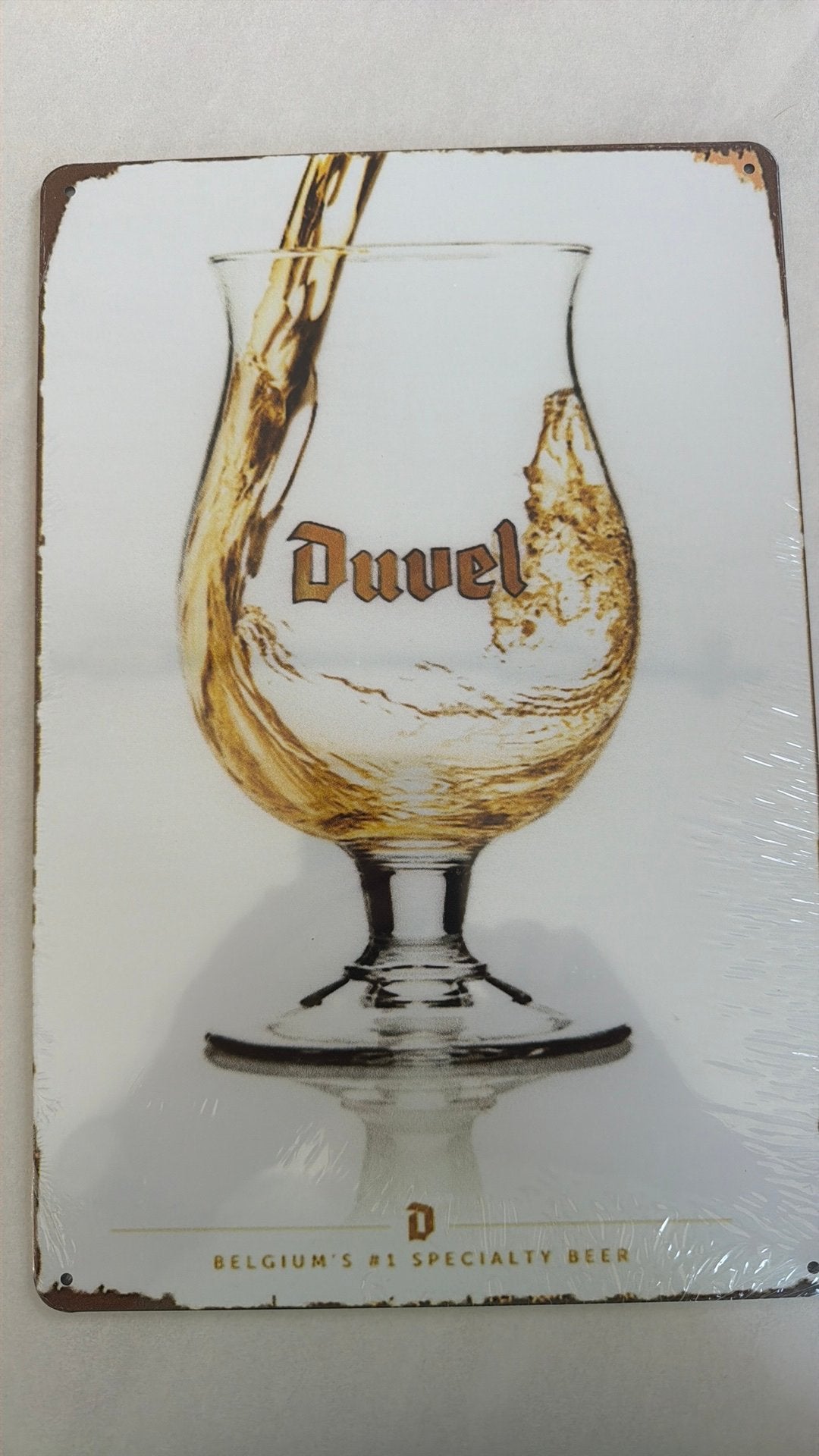 Metalen reclamebord Duvel glas - retro vintage mancave, Ophalen of Verzenden, Nieuw, Reclamebord, Plaat of Schild, Duvel