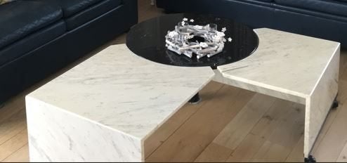 Table de salon modulable en marbre, Maison & Meubles, 100 à 150 cm, Enlèvement, Utilisé, Autres matériaux