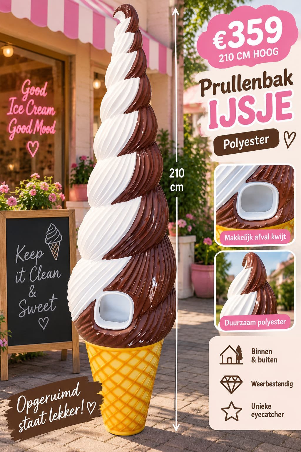 RECLAME AFVALBAK SOFTIJS - 210 CM - €359,-, Zakelijke goederen, Horeca | Overige, Ophalen of Verzenden