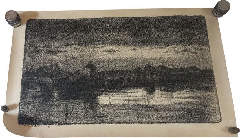 grote litho 21/25 Jan Maillard, Antiek en Kunst, Kunst | Litho's en Zeefdrukken, Gesigneerd, Ophalen of Verzenden, Lithografie