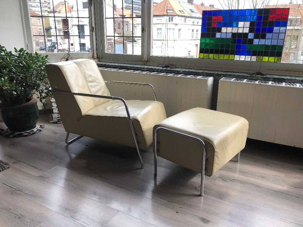 Art Deco/Machine Age/vroeg modernisme fauteuil met ottoman, Maison & Meubles, Enlèvement, Utilisé