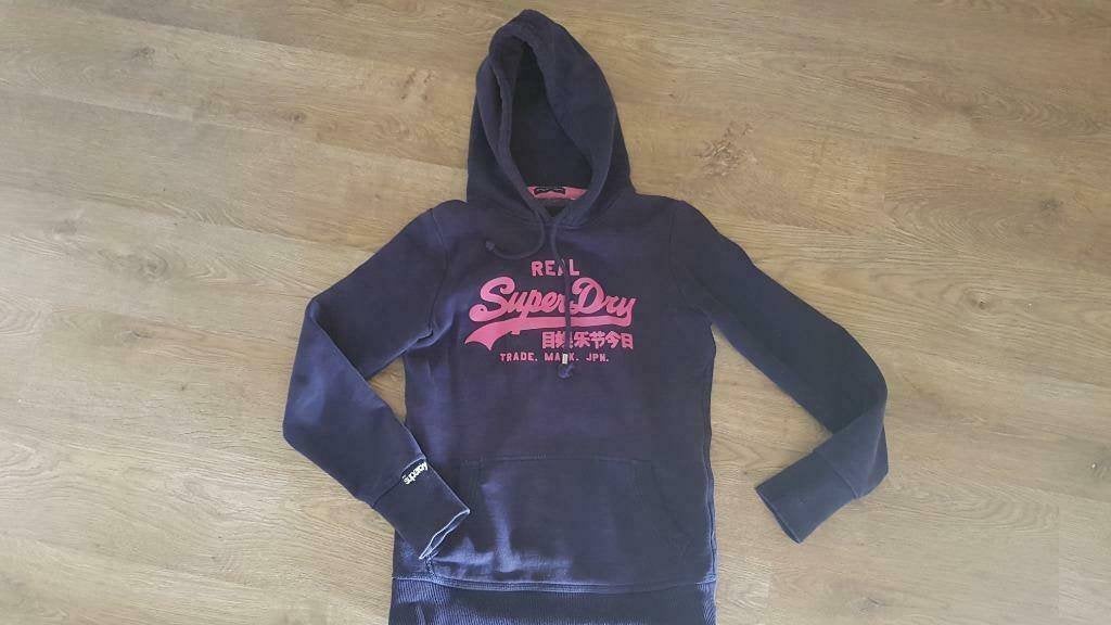 blauwe trui / hoodie met kap van Superdry maat XS - Smal, Kleding | Dames, Ophalen of Verzenden, Maat 34 (XS) of kleiner, Gedragen
